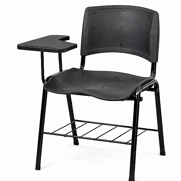 Carteira Universitária Escolar Preta com Prancheta Plástica Preta - 65633 - Casa das Cadeiras Anápolis