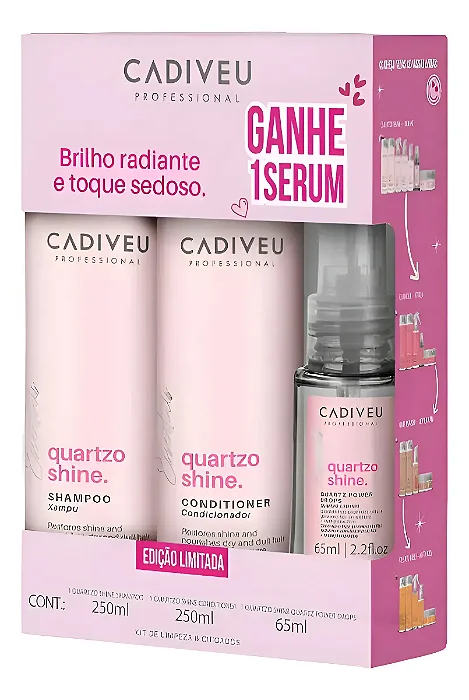 Kit Cadiveu Quartzo Shine Shampoo 250ml + Cond 250ml + Óleo 65ml