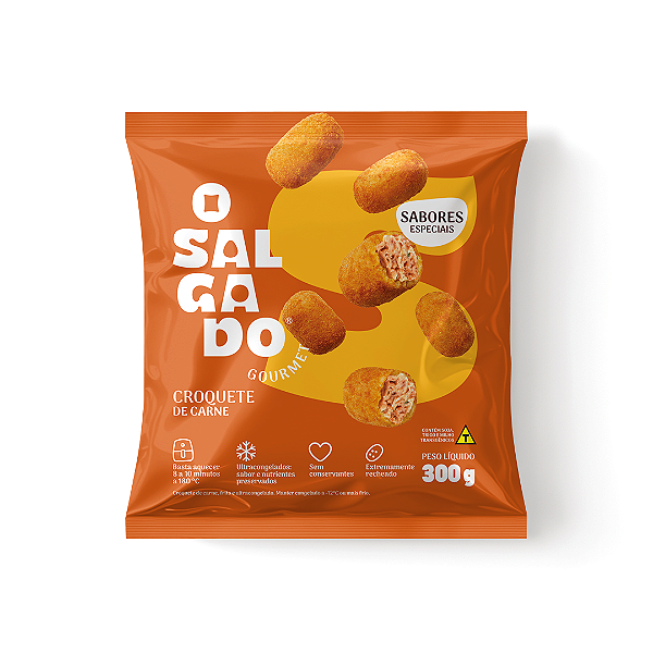 Croquete de Carne 20g – Pacote 300g | Frito Congelado para Aquecer