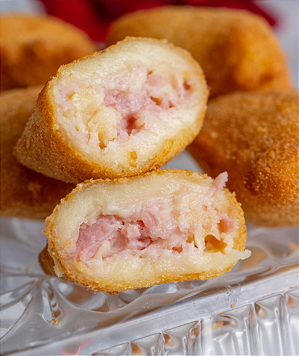 Travesseirinho de Queijo e Presunto - Pacote de 400g com salgados de 20g