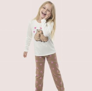 Pijama Estampado Diones Camiseta Manga Longa Calça Infantil