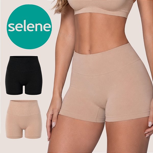 Calcinha Boxer Selene Model Up Redutora Sem Costura Cintura Alta Cós Duplo Modeladora Confortável