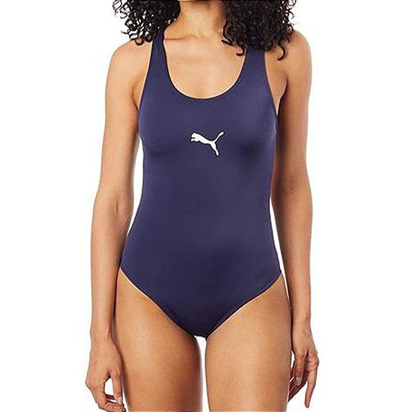 Maiô Puma Adulto Feminino Básico Com Logo Estampada Liso