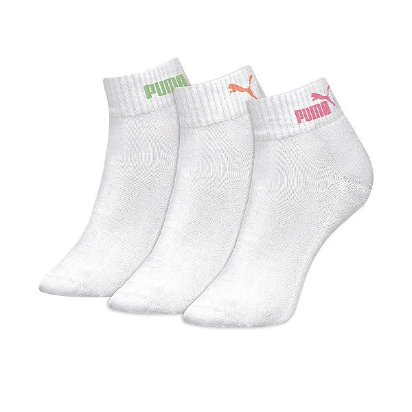 Kit Com 3 Pares De Meias Puma Feminina De Algodão Atoalhada