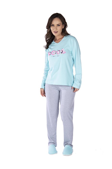 Roupa De Dormir Conjunto Frio Canelado Listrado Lançamento
