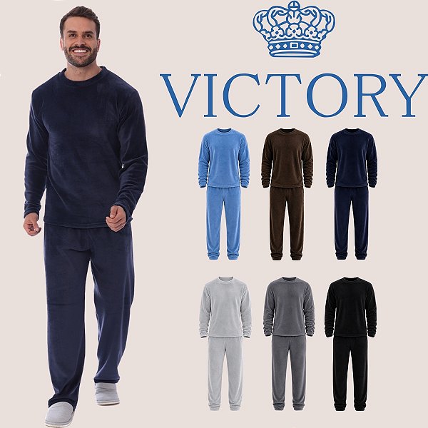 Pijama Masculino Inverno Longo Soft Fleece Quente Adulto
