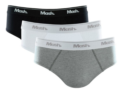 Kit 3 Cuecas Slip Em Algodão Mash Masculino Liso Básica