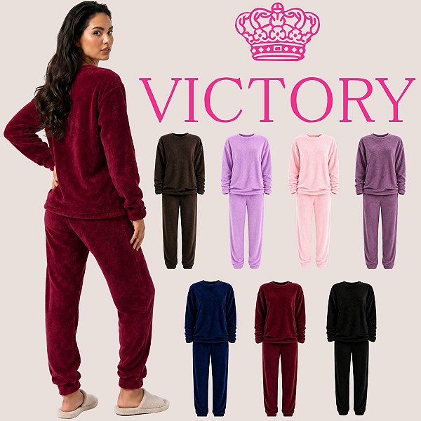 Pijama Soft Feminino Inverno Longo Adulto Fleece Básico