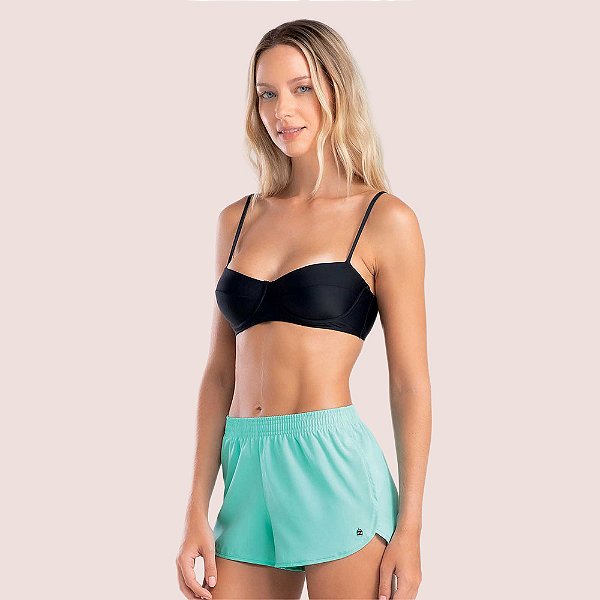 Shorts She Verão Liso Básico Feminino Com Elástico No Cós