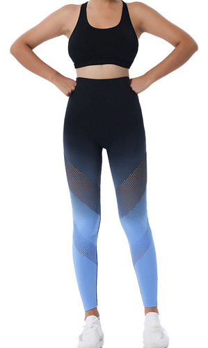 Calça Legging Degradê Academia Fitness Feminina Sem Costura