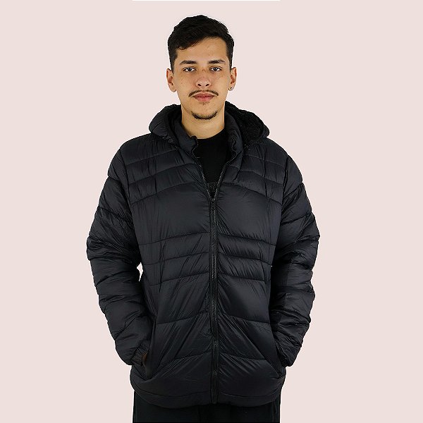 Jaqueta Puffer Impermeável Masculina Com Capuz Removível