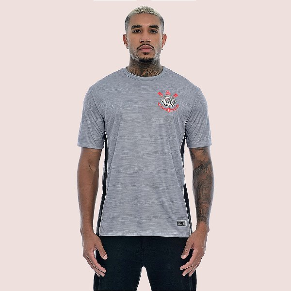 Camisa Corinthians Recortes Cinza Licenciada Oficial