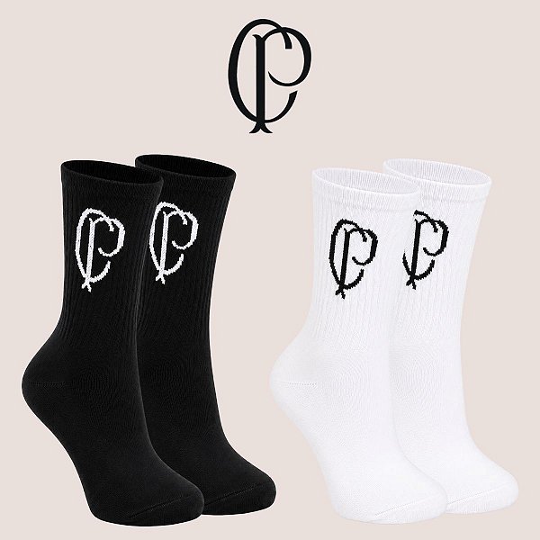 Meia Cano Médio Corinthians CP Preto e Branco Masculino