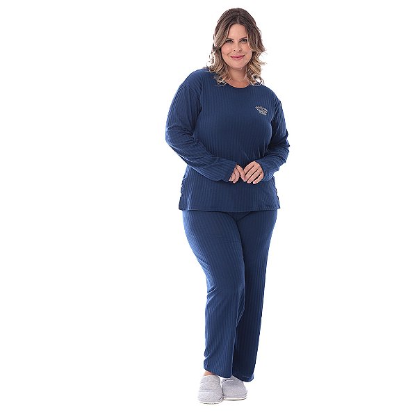 Pijama Plus Size Frio Inverno Com Bordado Feminino Adulto - Victory