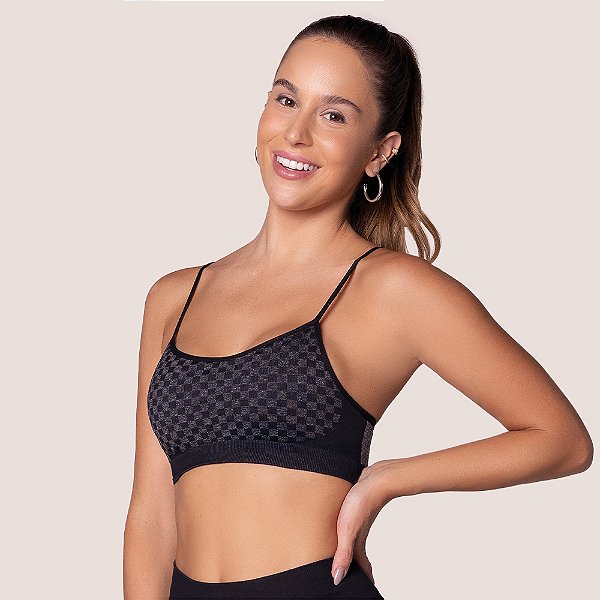 Top Quadriculado Sem Costura com Bojo Removível Selene