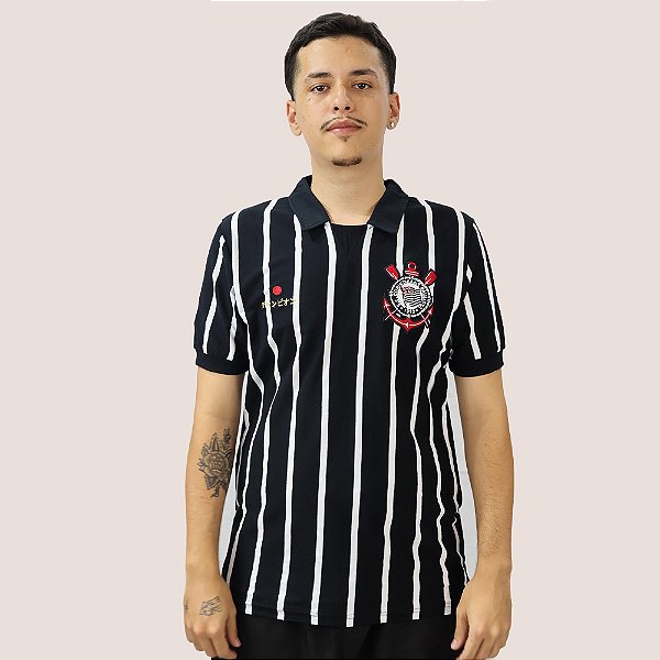 Camiseta Polo Listrada Masculina Corinthians Japão 2012