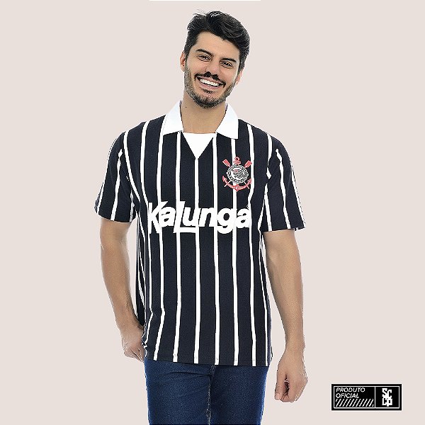 Camiseta Polo Timão 1990 Masculina Kalunga Licenciada Oficial Corinthians