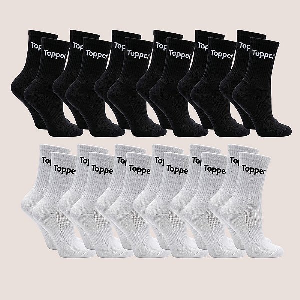 Kit 12 Pares Meia Topper Cano Alto Ideal Para Academia