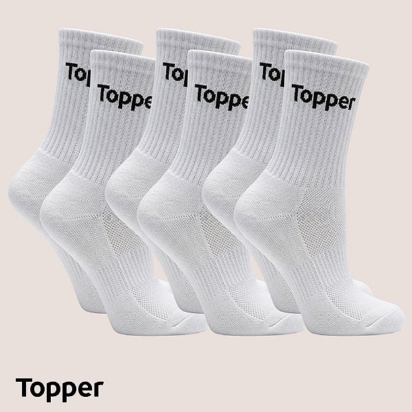 Kit 3 Pares Meia Topper Cano Alto Macia e Confortável