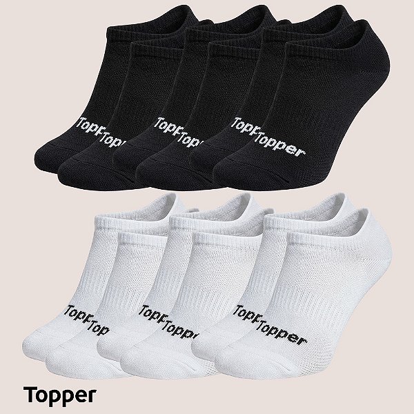 Kit 6 Pares Meia Invisível Topper Discreta e Confortável