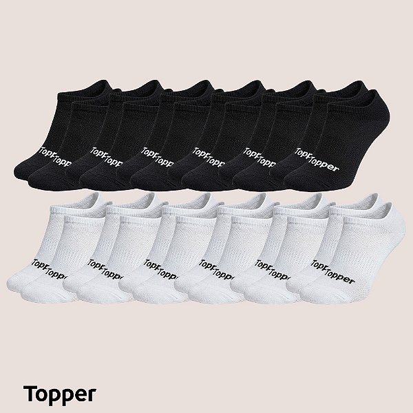 Kit 12 Pares Meia Baixa Topper Leve e Respirável
