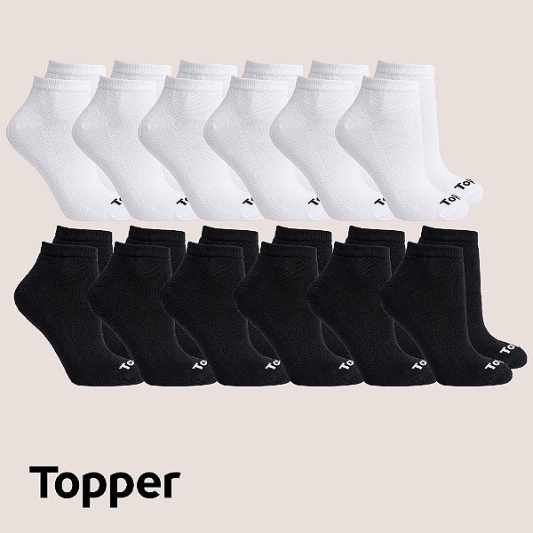 Kit 12 Meias Topper Cano Baixo Conforto Máximo