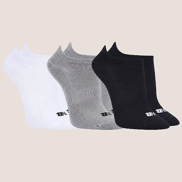 Kit 3 Meias De Algodão New Balance Cano Invisível Conforto