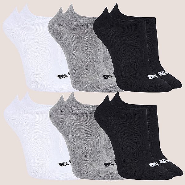 Kit 6 Meias De Algodão New Balance Cano Invisível Conforto