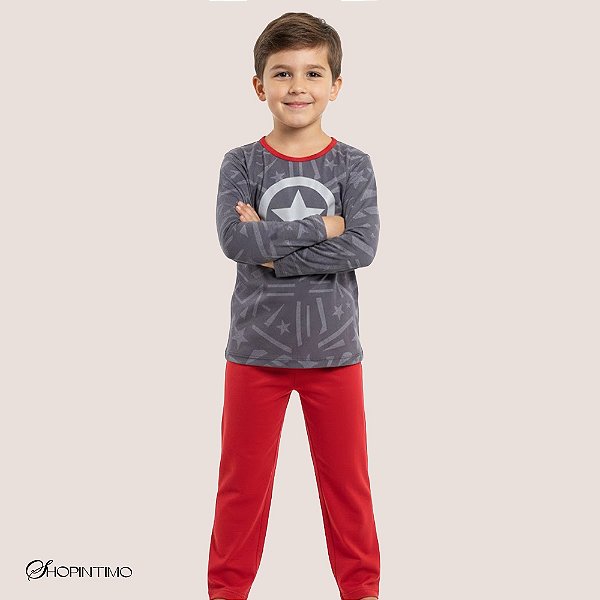 Pijama Infantil Longo Masculino Inverno de Heróis