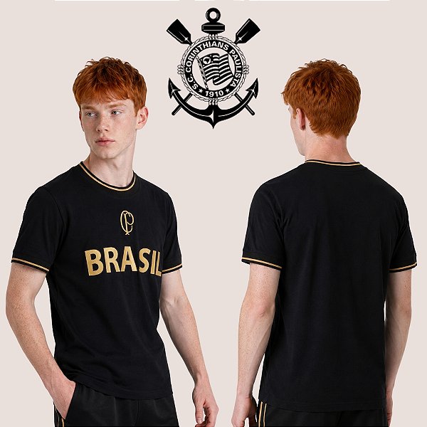 Camisa Infantil Corinthians Brasil CP Acabamento Premium Visual Diferenciado Para Torcer com estilo