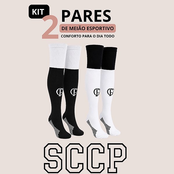 Kit 2 Meiões Corinthians CP Masculino Adulto Confortável Respirável para Futebol Treinos e Jogos