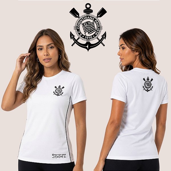Camiseta Corinthians Feminina Premium Casual Confortável Gola Careca Futebol