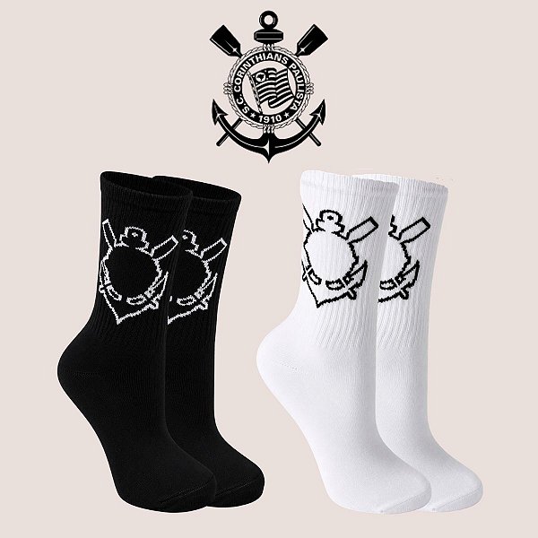 Meia Cano Médio Estampada Corinthians SCCP Confortável