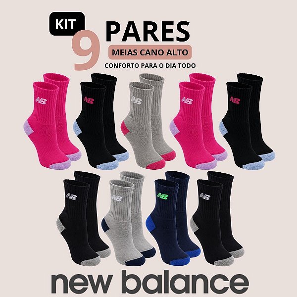 Kit 9 Pares de Meias Infantil Cano Alto Atoalhadas Casual