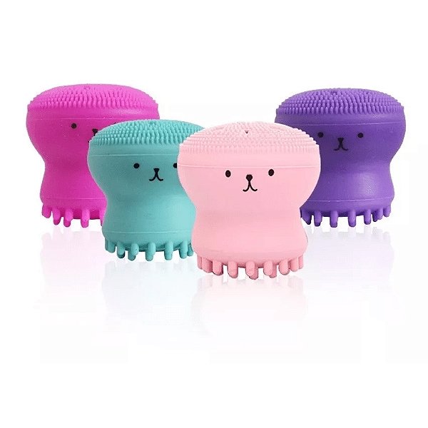 Esponja de Silicone Massageador Esfoliante Limpeza Facial Polvo para Skincare