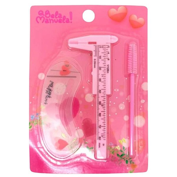 Kit Design para Sobrancelha 3 Moldes + Paquímetro 8cm + Escovinha - Qbela Manuela