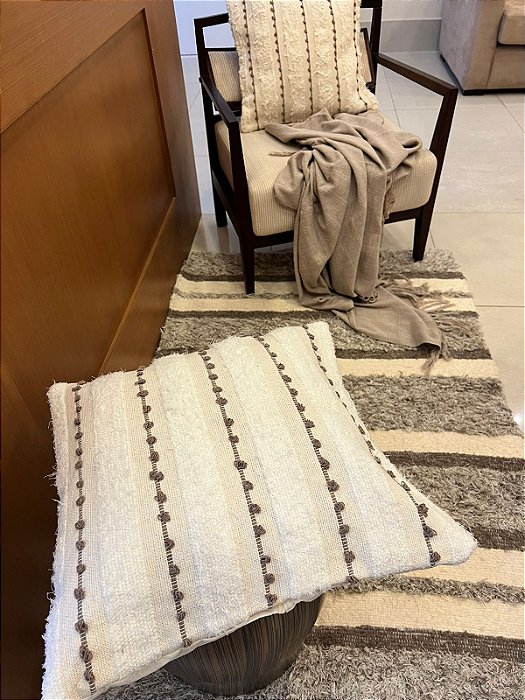 Tapete sala Boho Loto cru  e beige listrado 100x150 cm