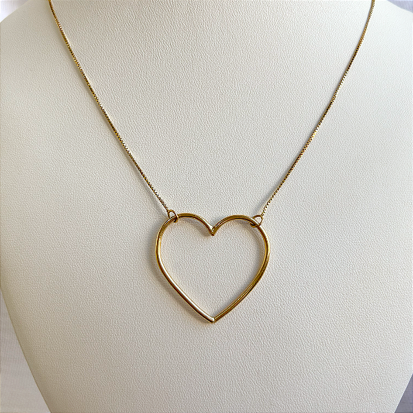 Colar com Coração - Ouro 18K