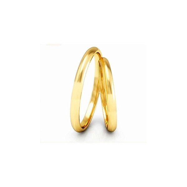 Par de Alianças Meia Cana 2,5mm Ouro