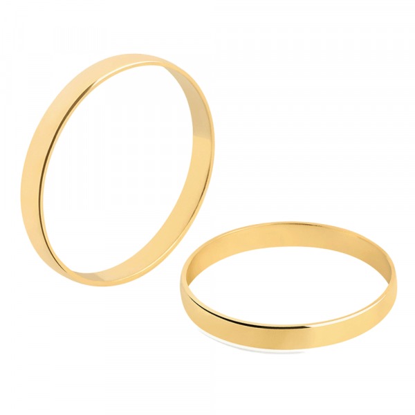 Par de Alianças Meia Cana 2,5mm Ouro