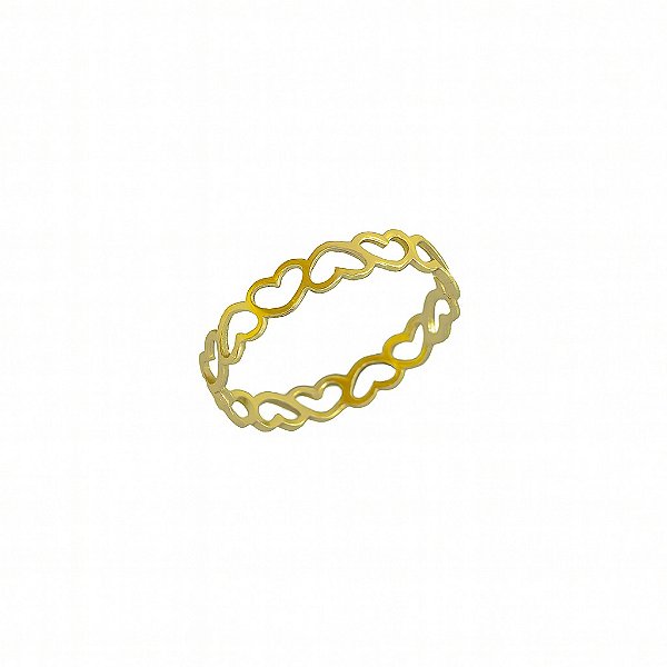 Anel Corações Invertidos Ouro 18K e Ouro 10K