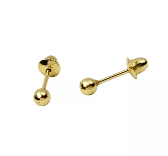 Par de Brincos Bolinha Ouro 18K