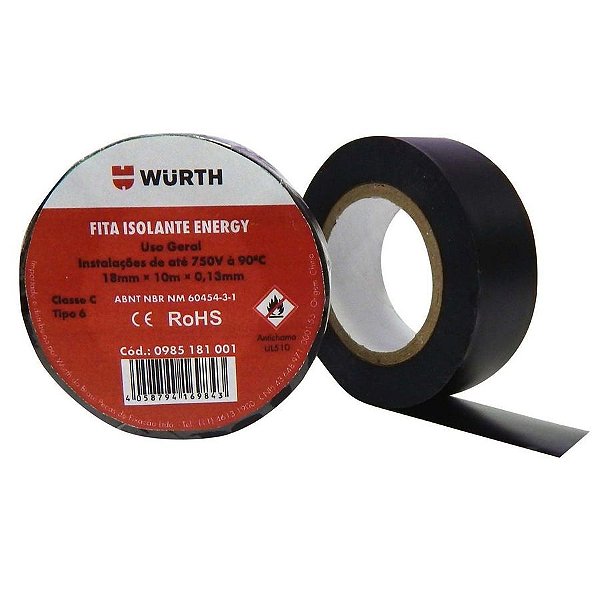 Fita Isolante Energy Preta 18mm x 20m