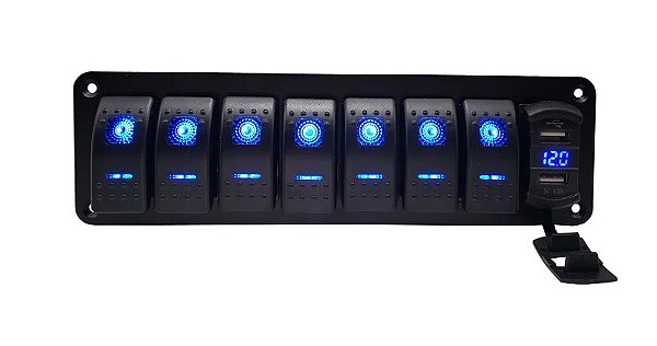 Painel Kit com 7 interruptores, Dual USB