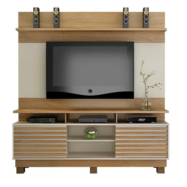 Estante Home para TV até 60 Polegadas Texas Valdemóveis Cinamomo/Off White