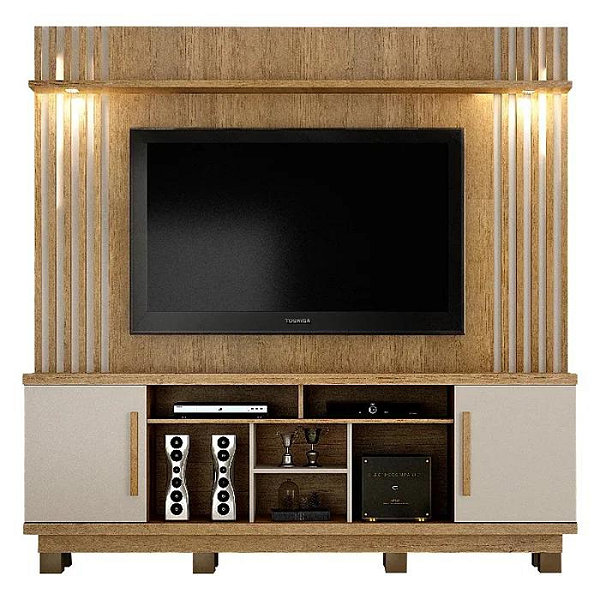 Home Plenus com Led TV até  60' Larg. 2,00m Cinamomo/Off White