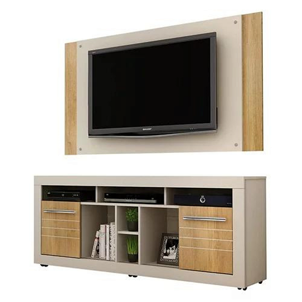 Rack com Painel de brinde Firenze para TV até 50"  Off White/Cinamomo