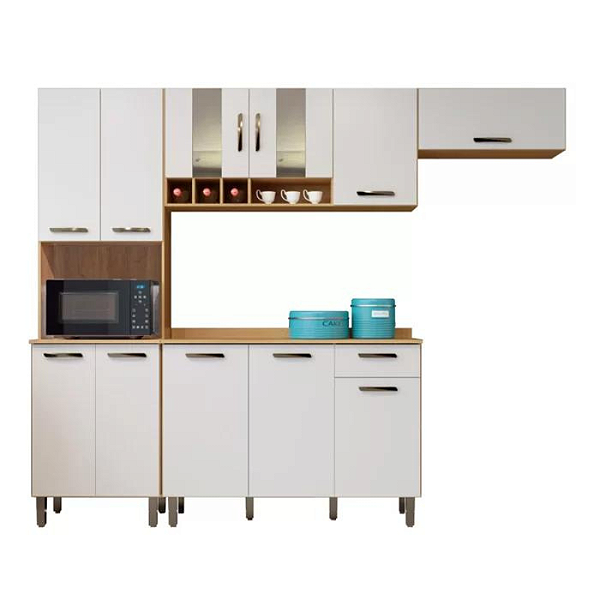 Cozinha 4 peças Zafira 11 portas Larg. 2,50m Cinamomo/Off White