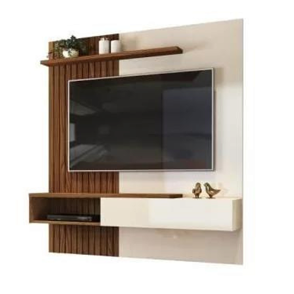 Painel DJ Tito para TV  de até 65" Larg.. 1,50m OFF White/Marroquim