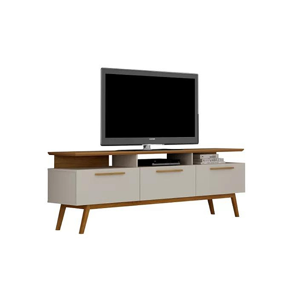 Bancada São Paulo para TV até 70" Larg. 2,00m Off White/Cinamomo